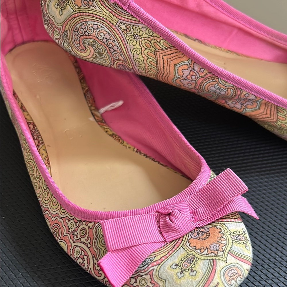 Ballet Flats, Floral Pattern, Pink (Size 10)
